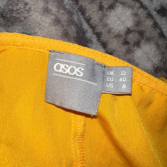 ASOS Yellow Pleated Off the Shoulder Mini Dress - Picture 3 of 9